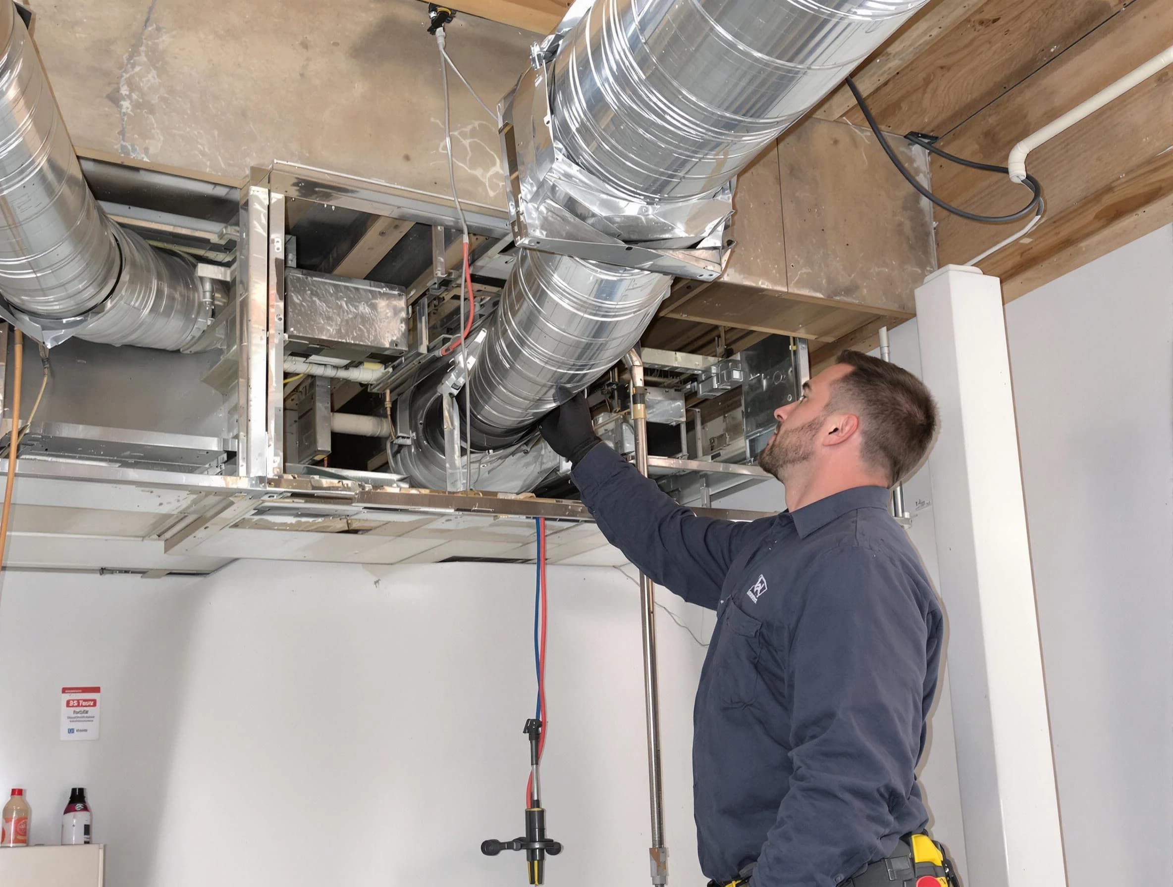 Herriman Air Duct Cleaning technician performing professional air duct repair using specialized tools in Herriman