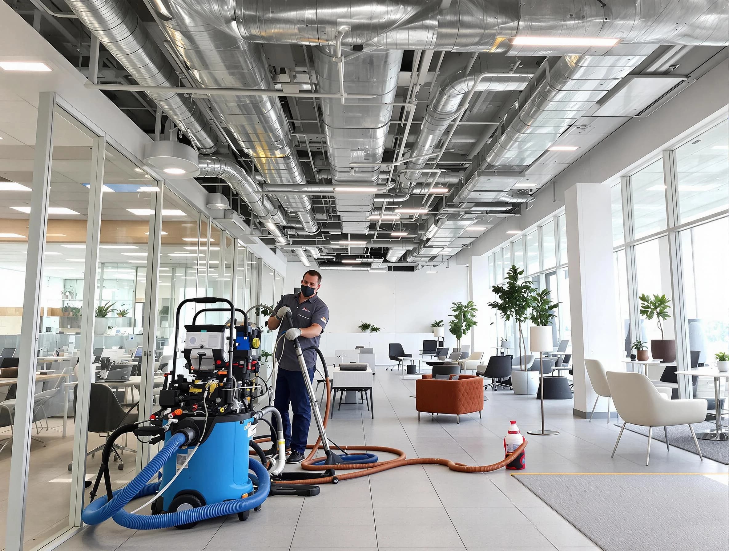 Herriman Air Duct Cleaning team conducting comprehensive commercial duct cleaning at a business location in Herriman