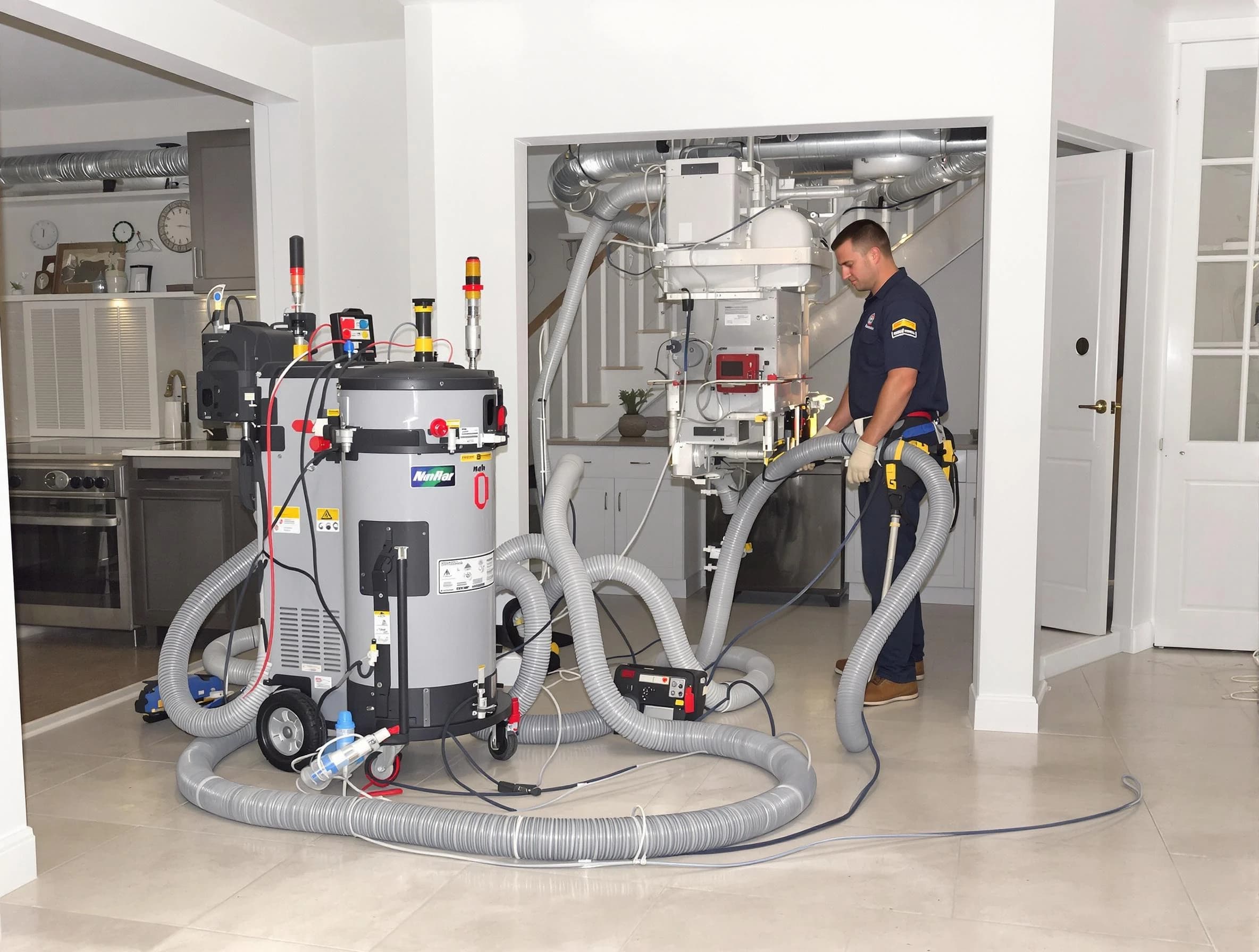 Herriman Air Duct Cleaning technician operating negative pressure cleaning equipment for thorough duct maintenance in Herriman