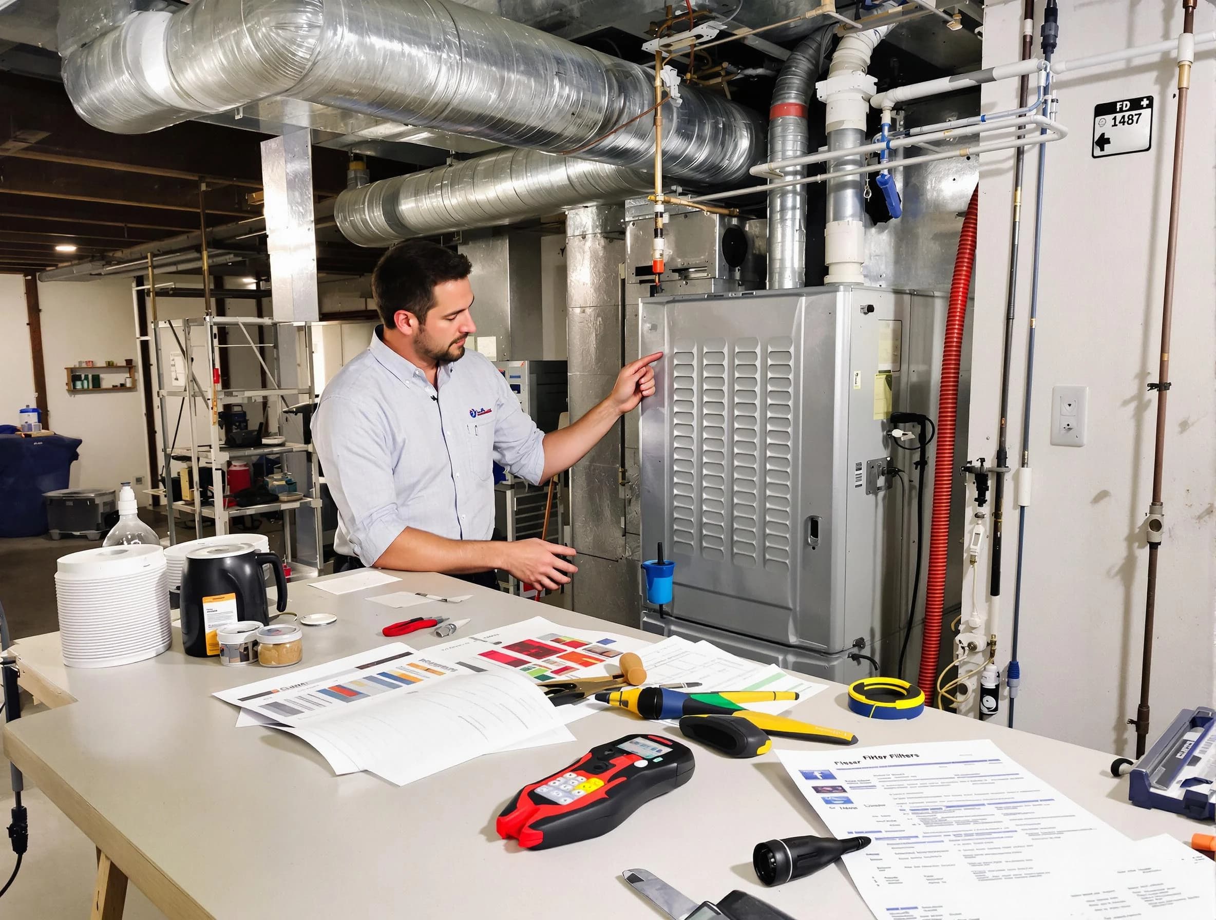 Herriman Air Duct Cleaning inspector conducting detailed filter system evaluation using professional diagnostic tools in Herriman