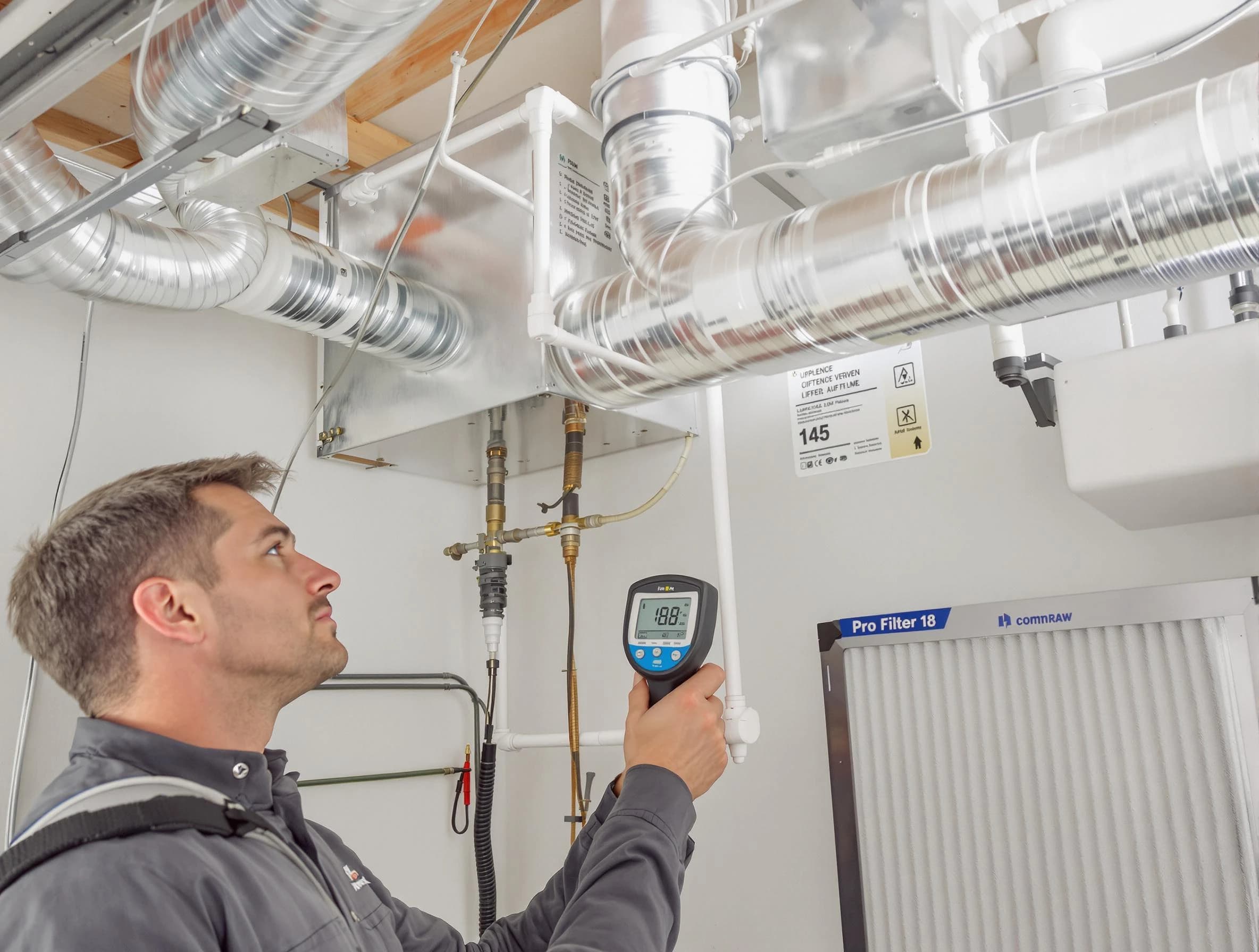 Herriman Air Duct Cleaning expert conducting detailed filter system inspection using diagnostic tools in Herriman