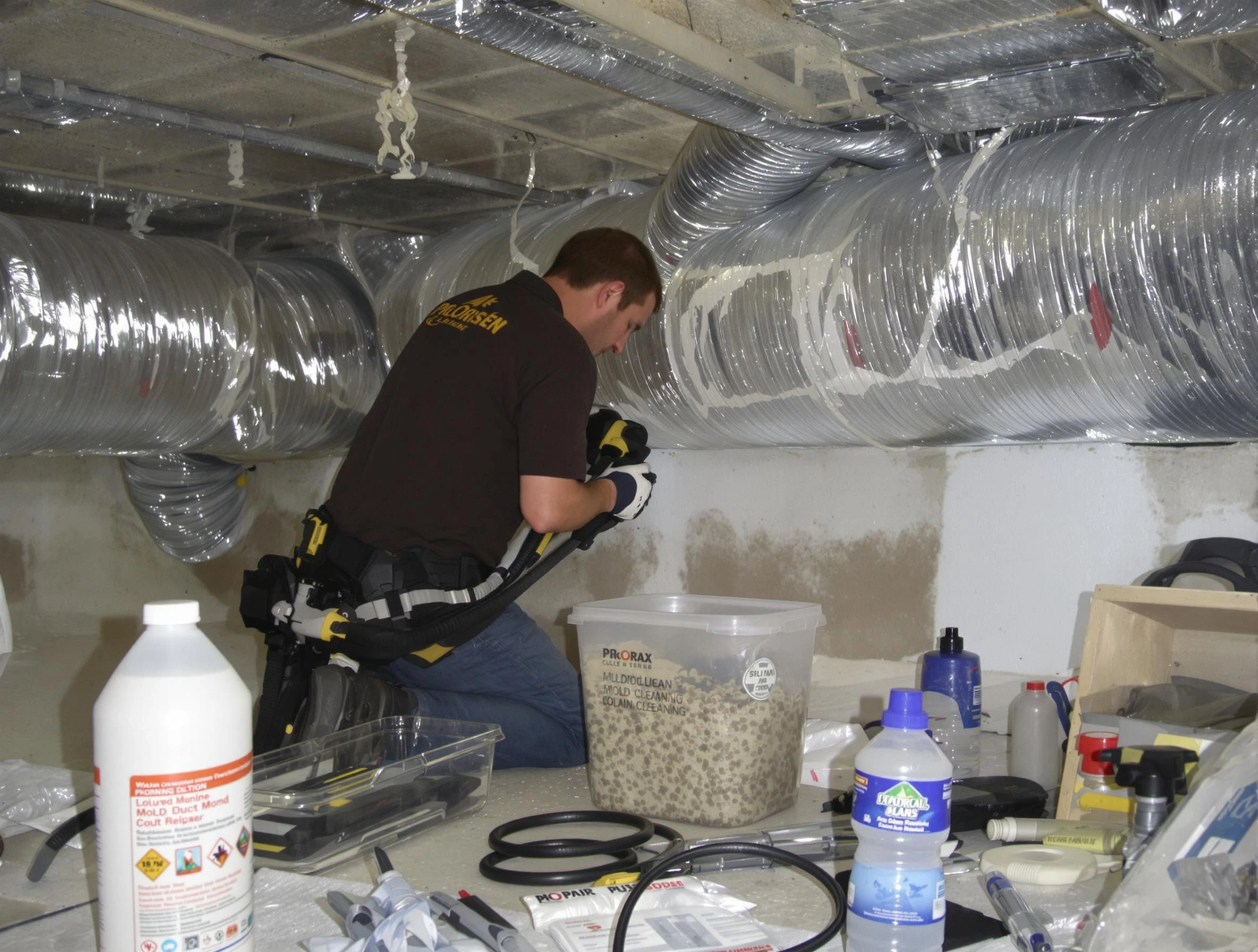 Herriman Air Duct Cleaning specialist performing professional mold removal from air ducts in Herriman
